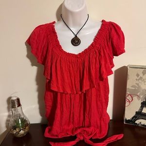Gorgeous, vibrant, red, lightweight blouse, perfect for summer nights!